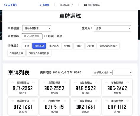 車牌地區查詢|機車、汽車車牌選號查詢